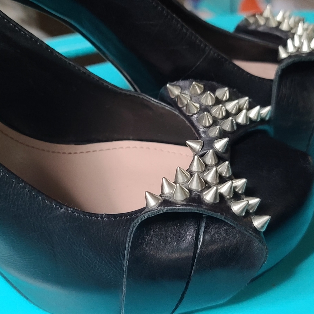 HOST PICK! 🎉🎊 SUPER RARE!80's Vince Camuto pin up spiked black stilettos Sz9 - Picture 12 of 12